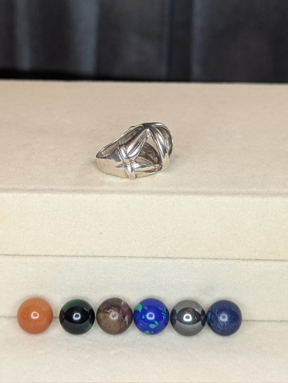 Handmade Sterling Silver Interchangeable Ring • Size 7 • 6 Gemstone Set
